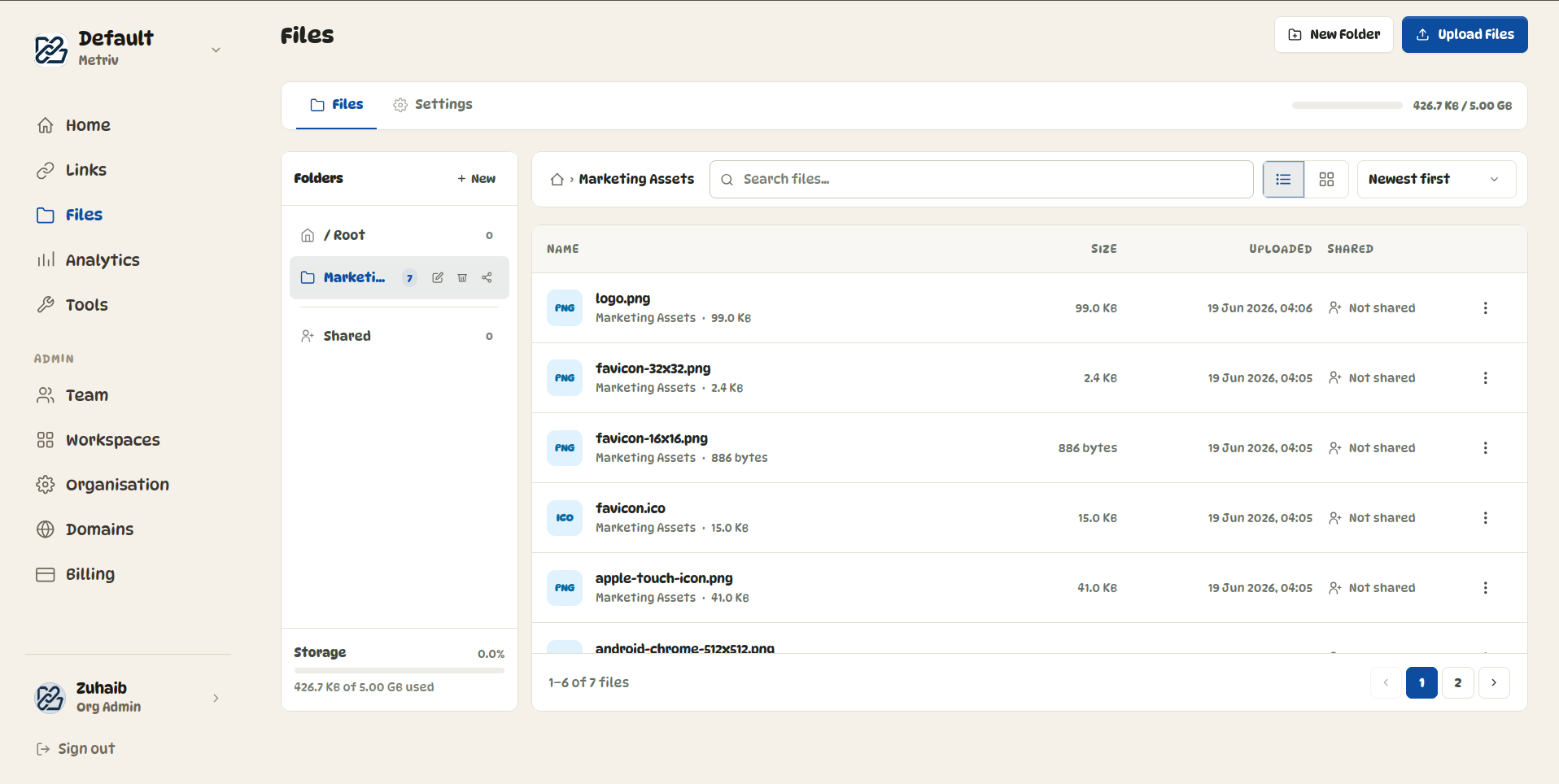 Keep campaign files organized in Metriv